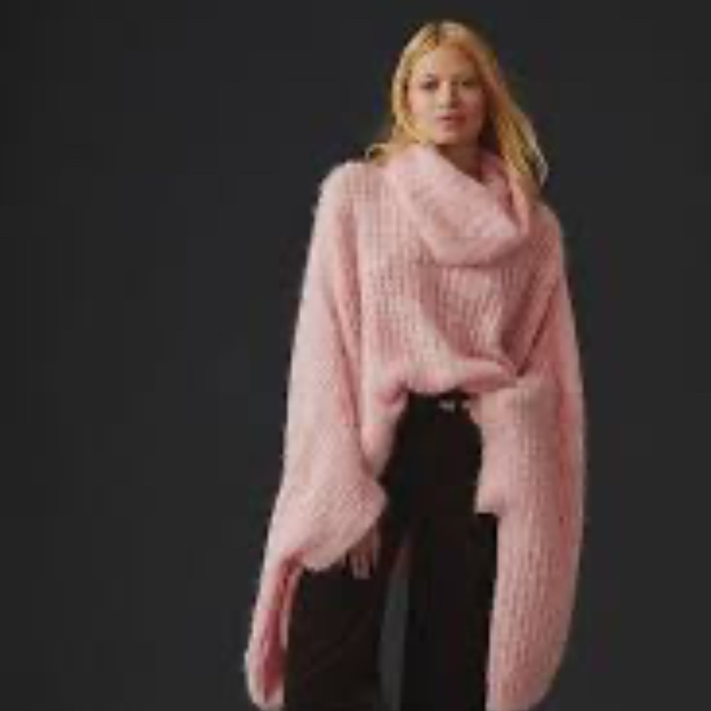 ONLY WORN ONCE!!! Pink Funnel-Neck Poncho by Anthropologie (One size)